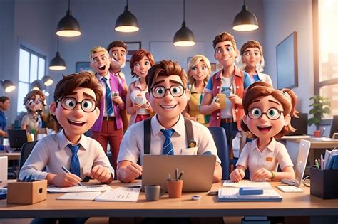 Premium AI Image | Cartoon characters working in office together ...