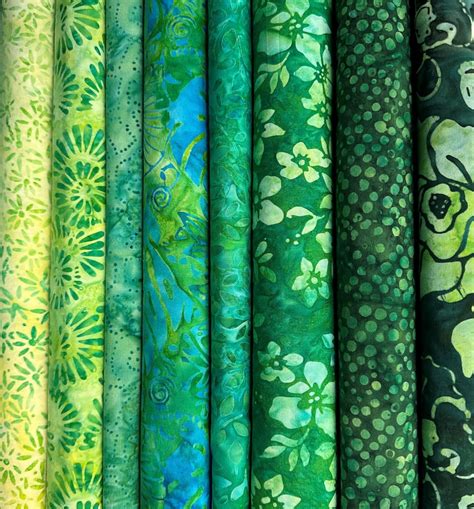 8 Lush Greens Batik Bundle Assorted Batiks By Riley Blake Robert Kaufman Lush Jungle Meadow