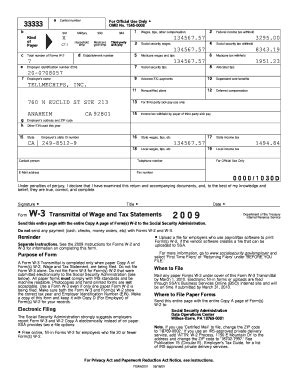 Fillable Online Form W Transmittal Of Wage And Tax Statements