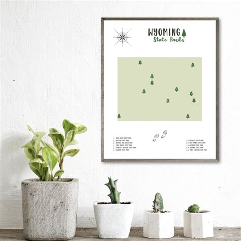 Wyoming State Parks Map | Wyoming Map Print | Gift For Adventurer ...