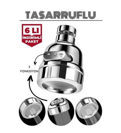 3 Fonksiyonlu Tasarruflu Musluk Başlığı Krom 715305