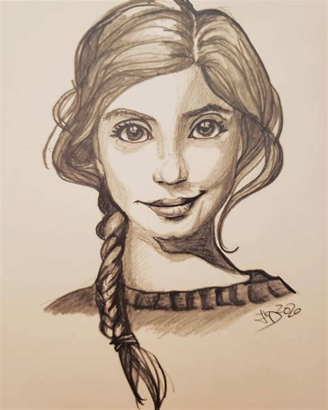 A Drawing Of A Woman With Braids On Her Hair