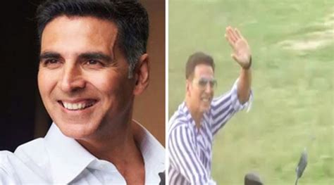 Akshay Kumar Rides Motorcycle In Sitapur Greets Sea Of Fans Watch