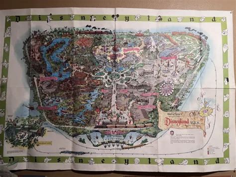 RARE VINTAGE 1964 Walt Disneys Magic Kingdom Disneyland Map 45 X 30