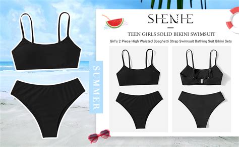 Amazon SHENHE Girl S Piece High Waisted Spaghetti Strap Swimsuit Bathing Suit Bikini Sets