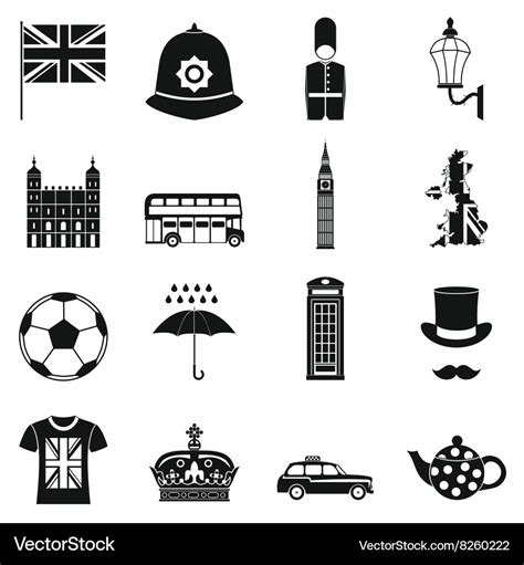 Great Britain Icons Set Simple Style Royalty Free Vector