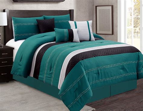 Amazon Luxury 7 Piece Comforter Set Closeout Cal King Teal