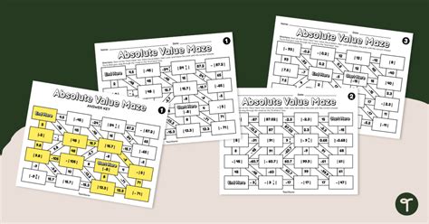 Absolute Value Mazes Teach Starter