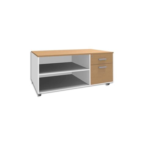 SIMMOB Console mobile 2 tiroirs Steely Hêtre pieds Blancs en bois