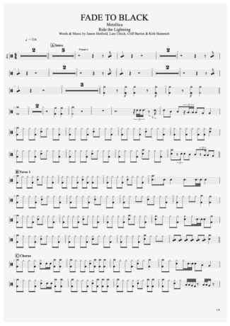 Metallica Fade To Black Sheet Music For Drums