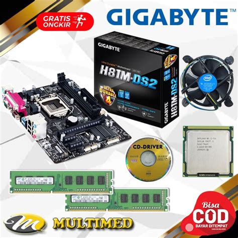 Jual Paket Mainboard LGA 1150 H81 DDR3 Core I5 FAN RAM GARANSI 1