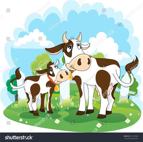 Cow Calf Vector Illustration Stock Vector (Royalty Free) 728737888 | Shutterstock