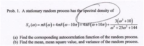 Solved A Stationary Random Process Has The Spectral Density Chegg