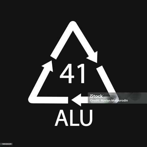 Aluminium Recycling Symbol Alu 41 Black Vector Illustration Stock