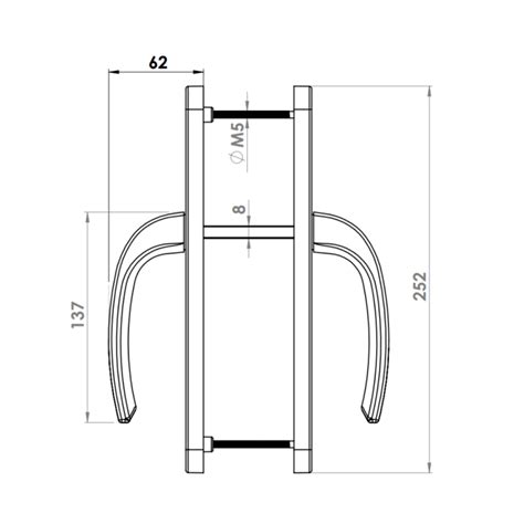 Door Handle Al Poznan Mm Axis Mm Long Oval Champahne Finish