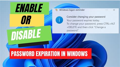 Enable Or Disable Password Expiration In Windows Youtube