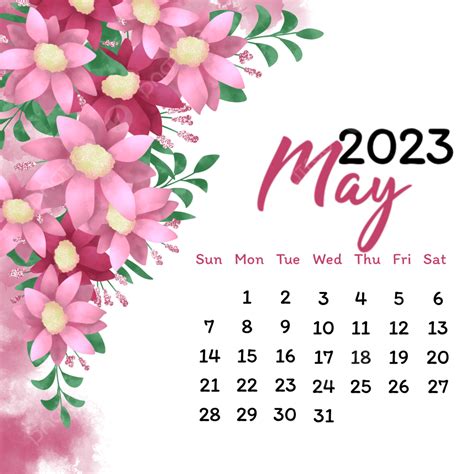 Calendario De Mayo De Y Adorno De Flores Rosas Png Mayo