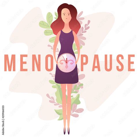 Vetor De Concept Of Menopause In The Form Of Woman With A Clock And