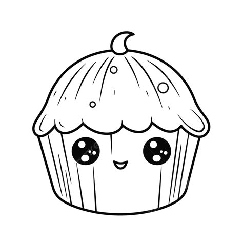 Cupcake Coloriage Page Depuis Les Mignon Kawaii Contour Croquis Dessin