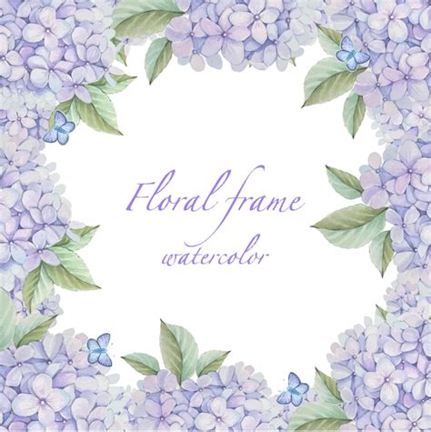 Premium Vector Floral Square Frame With Delicate Purple Hydrangea