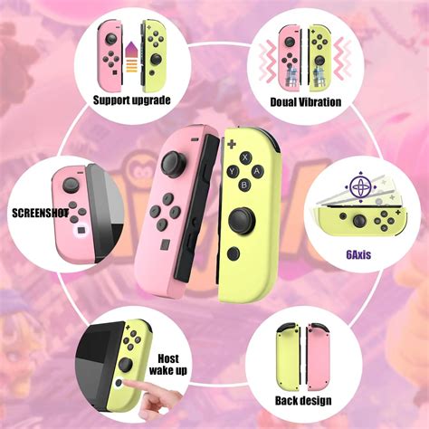 New Pastel Pink And Yellow Gaming Joystick For Joy Con Joycon Nintendo Switch Bluetooth Wireless