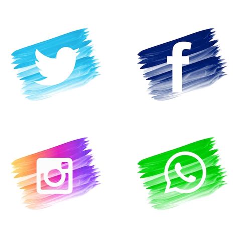 Free Vector Beautiful Watercolor Social Media Icons Set