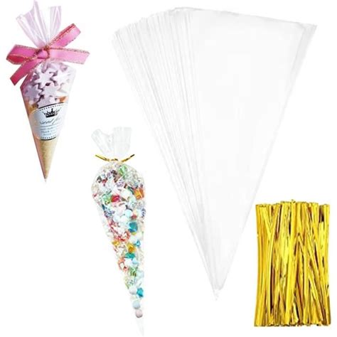 Sachet Bonbons Pcs Sachet Bonbon Cone Sachet Plastique Transparent