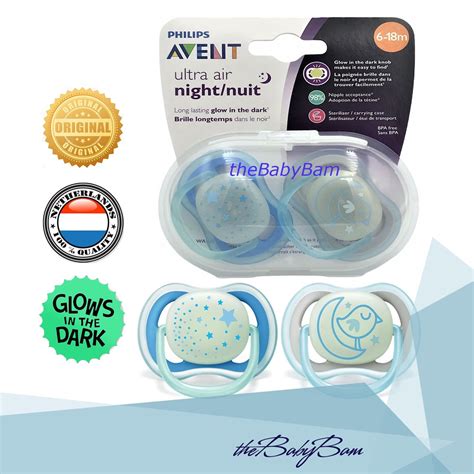 Philips Avent Ultra Air Pacifier Soother For 6 18 Mos Boy Glow In The