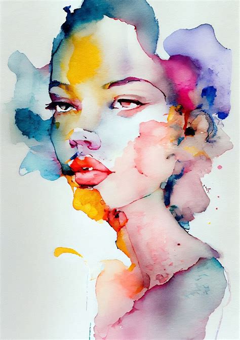 Abstract Watercolor Face