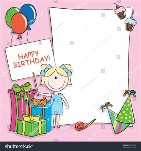 Happy Birthday Greeting Card Blank Place Stock Vector (Royalty Free) 58663627 | Shutterstock