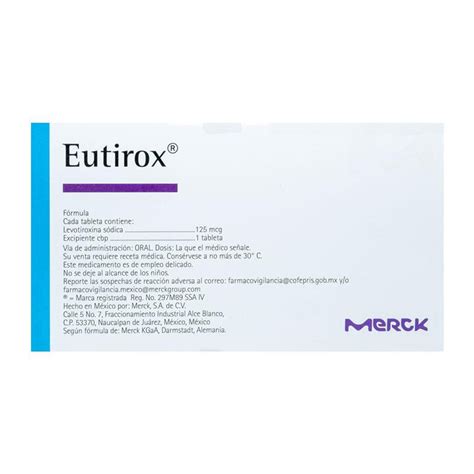 Eutirox 125mcg Caja X 50 Tabletas Onlife Mx