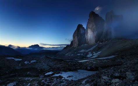 Azul Nubes Dolomitas Monta As Italia Paisaje Niebla Luna