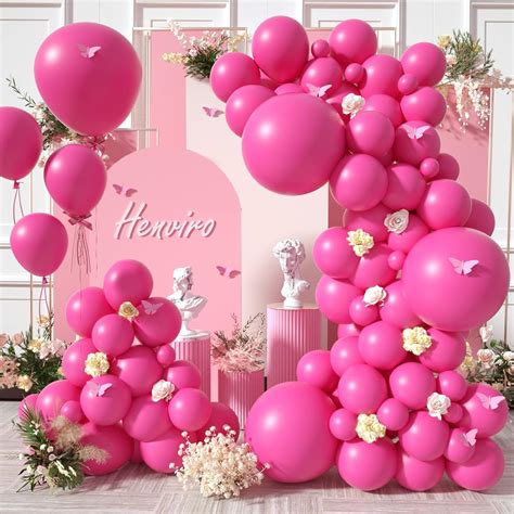 Amazon Henviro Hot Pink Balloons Garland Kit 154 Pcs 5 10 12 18