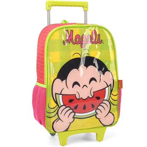 Mochila Escolar Infantil De Rodinhas Turma Da M Nica Magali Luxcel