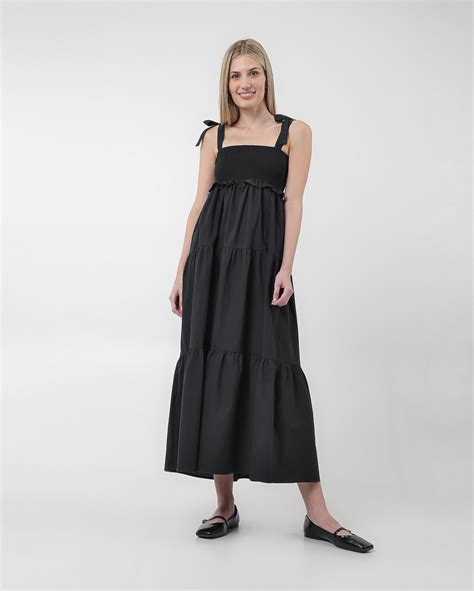 Riachuelo Vestido Midi Evas Lastex Preto Pool By Riachuelo