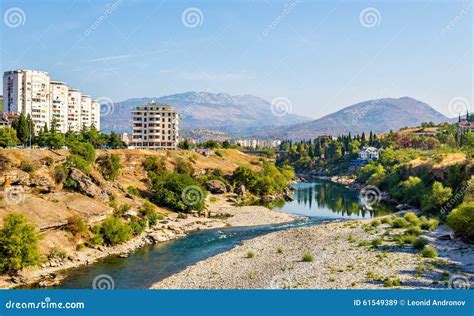 View Of Podgorica With The Moraca River Stock Image Image Of Outdoor