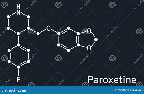 Paroxetine Antidepressant Drug Ssri Class Molecule Skeletal Formula