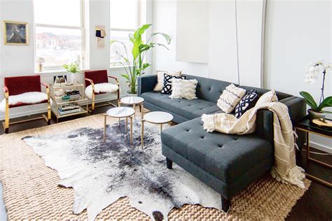 Overlapping Layered Cowhide Rug Living Room Bestroomone