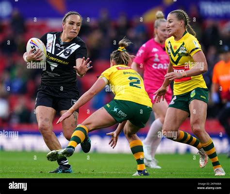 New Zealands Krystal Rota Tackled By Australias Samantha Bremner