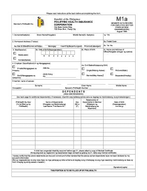 PhilHealth Pmrf Form Sample With Answers