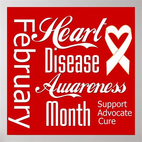 Heart Disease Awareness Month Ribbon Poster Zazzle Ca