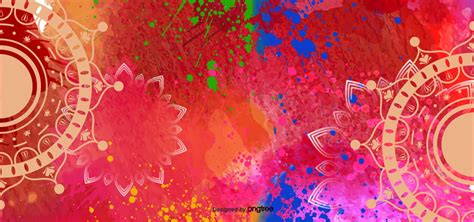 Abstract Colorful Happy Holi Festival Red Background Holly Festival