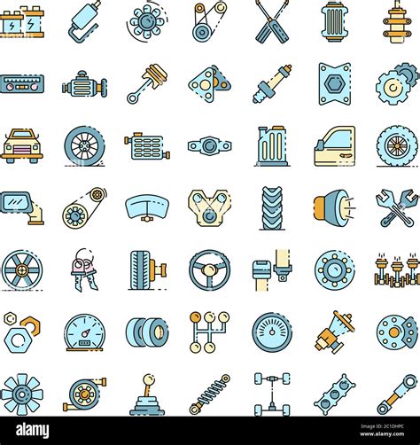 Car Parts Icons Set Line Color Vector Stock Vector Image Art Alamy