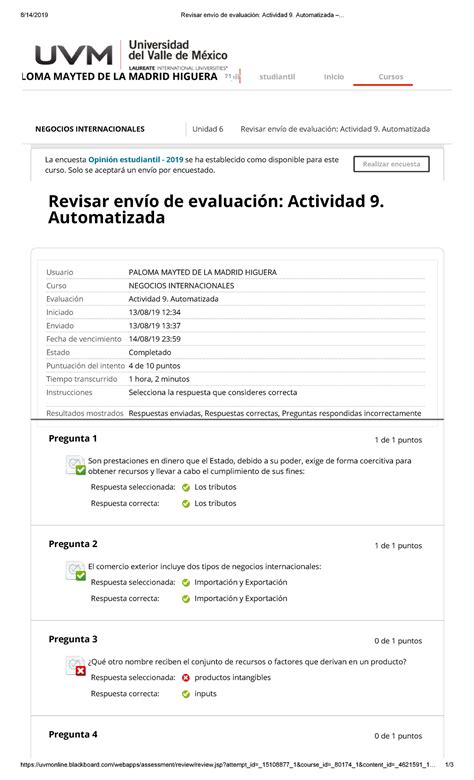 Actividad 9 Automatizada Neg Intl 8 14 2019 Revisar envío de