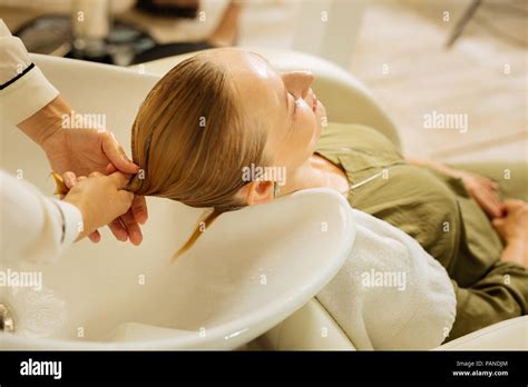 Close Up Of Blonde Female Hair Stock Photo Alamy
