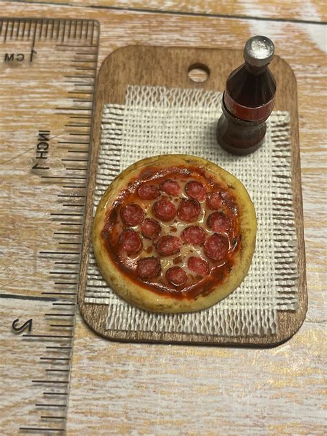 Miniature Pizza Pepperoni Food Miniature Art And Collecti Etsy