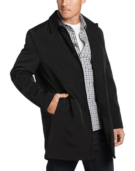 Joseph Abboud Modern Fit Bonded Raincoat Black Mens Outerwear Men