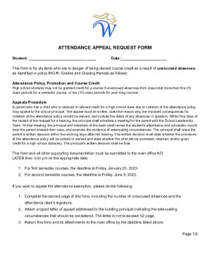 Fillable Online Whs Iwcs K Va Whs Attendance Appeal Request Form