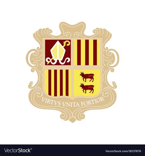 Flat Icons On Theme Coat Of Arms Andorra Vector Image