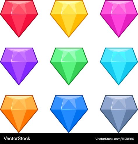 Diamond crystal gems isolated on white cartoon Vector Image